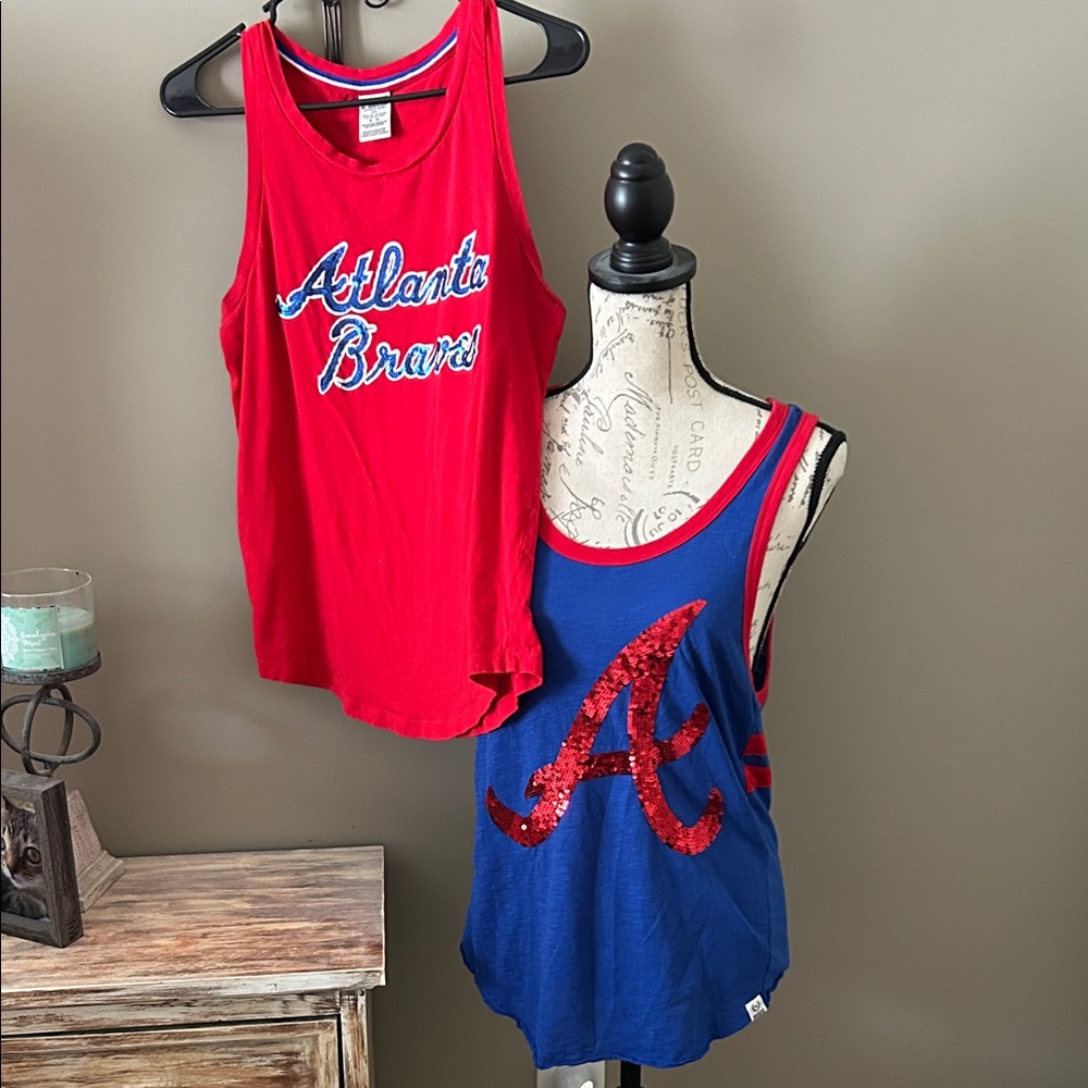 PINK Victoria's Secret Atlanta Braves Red & Blue Tank Tops